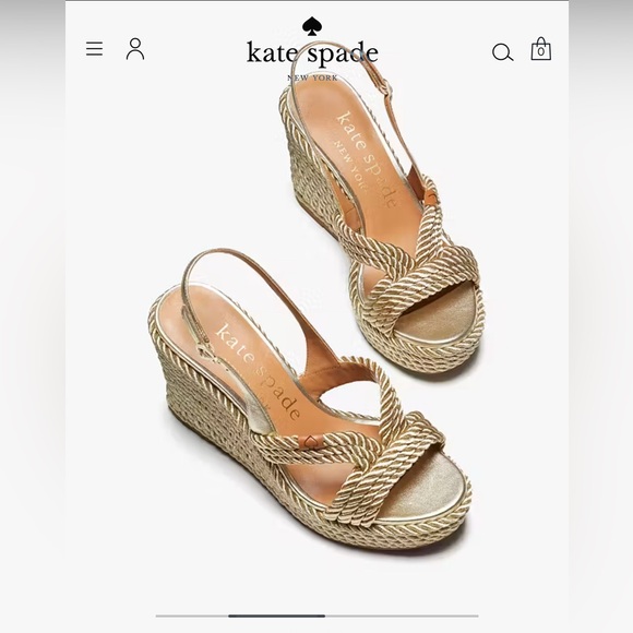 Kate Spade Metallic Gold Wedge Sandals - Picture 1 of 9